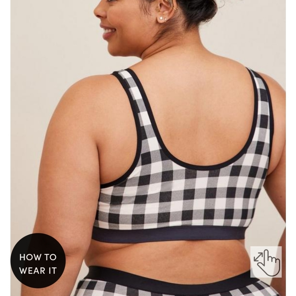 NWT Buffalo Plaid Unlined Scoop Bralette - Picture 2 of 3